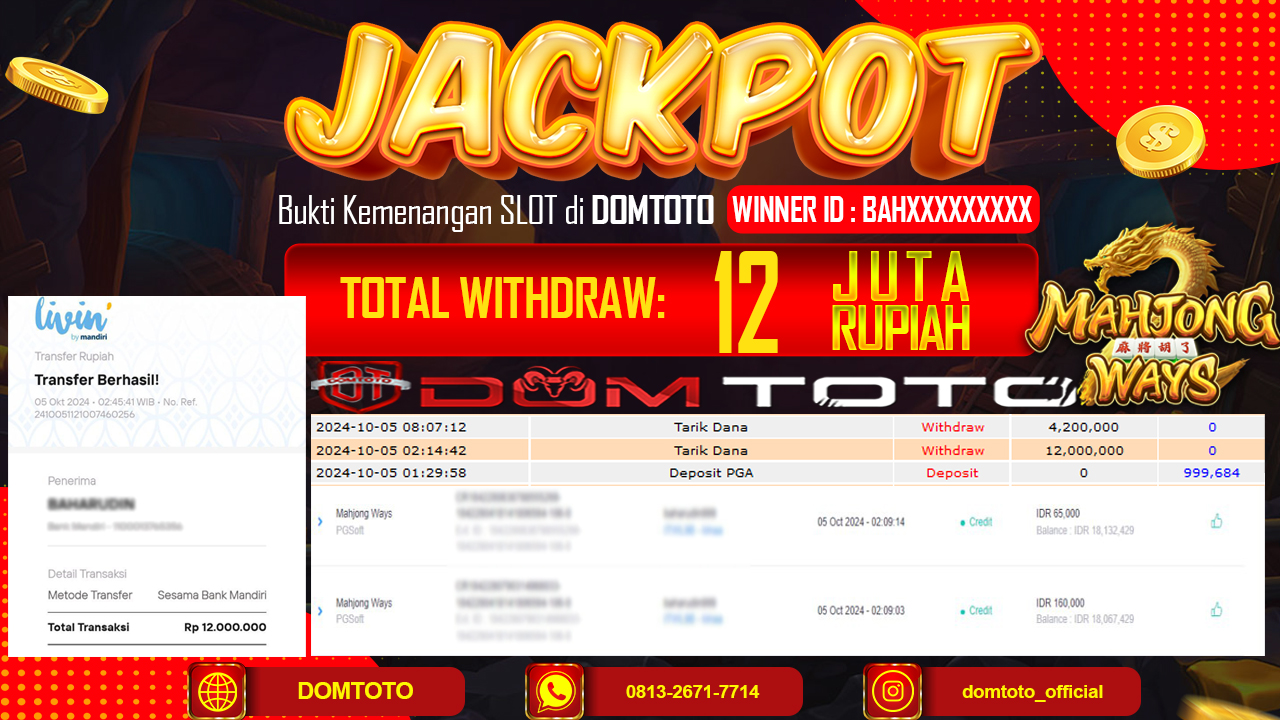 JACKPOT SLOT MAHJONG WAYS 2 05 OKTOBER 2024